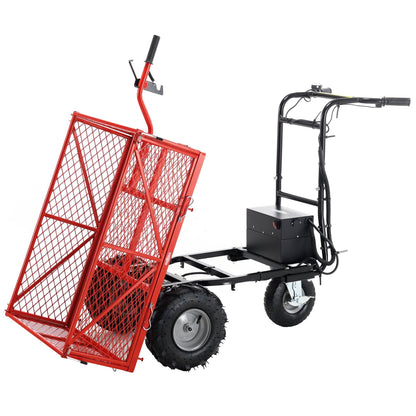 Wheelbarrow Utility Cart Electric Powered Cart 48V28Ah 500W Capacity 500lbs (230kg) Material Hauler 1000lbs Towing - Miami beauty1