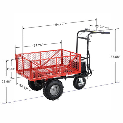 Wheelbarrow Utility Cart Electric Powered Cart 48V28Ah 500W Capacity 500lbs (230kg) Material Hauler 1000lbs Towing - Miami beauty1