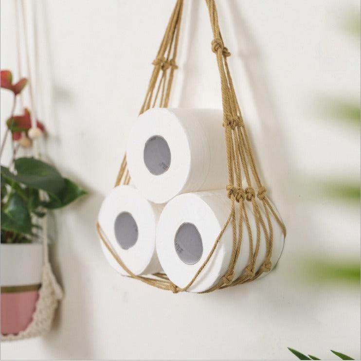 Living room wall hanging paper bag, paper roll, cotton rope storage, hanging bag, magazine and book storage - Miami beauty1