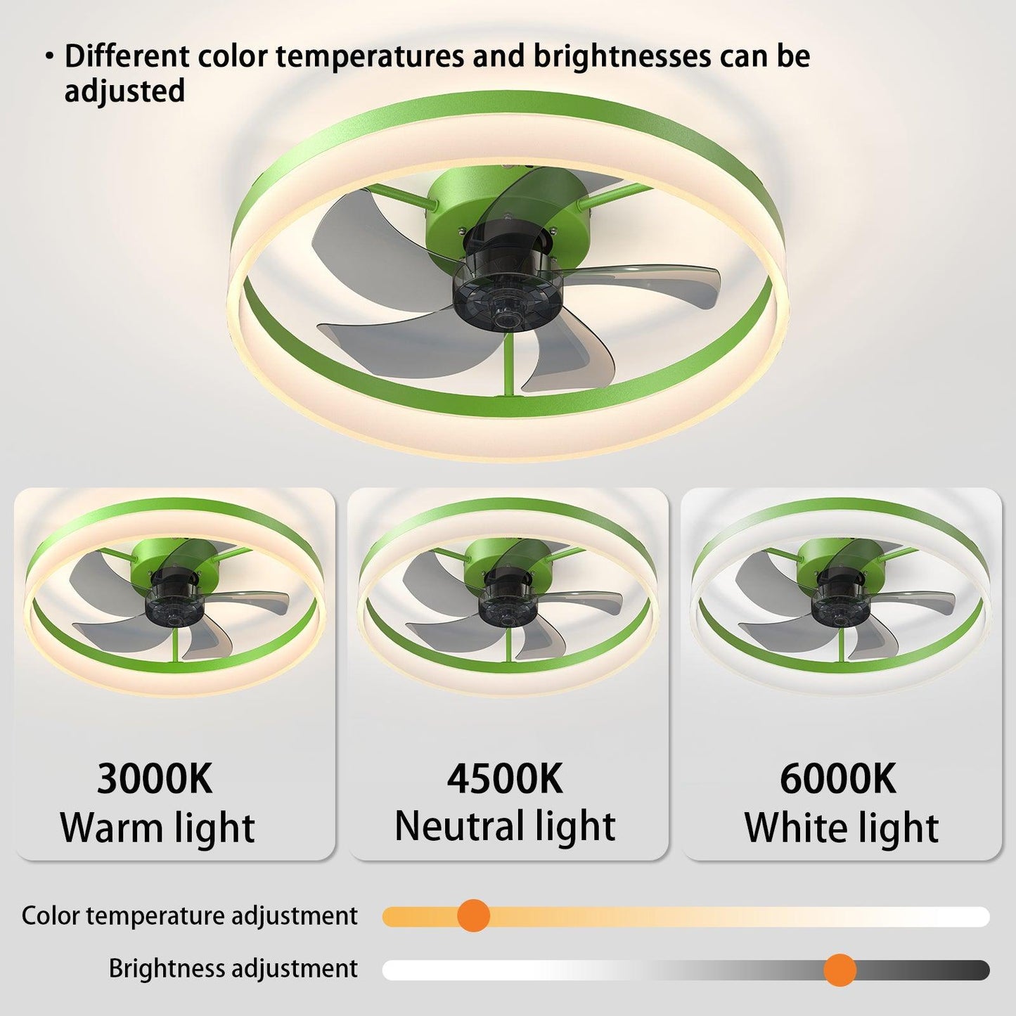 Ceiling Fans with Lights Dimmable LED Embedded installation of thin modern ceiling fans(Green) - Miami beauty1