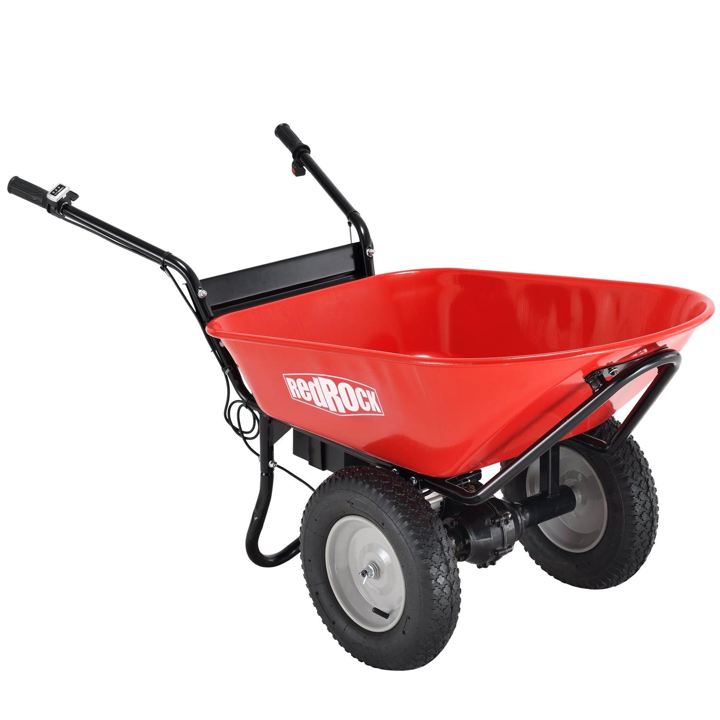 Red Rock Wheelbarrow Utility Cart Electric Powered AGM Battery 330lbs (150kgs) Max Capacity Barrel Dump Material Debris Hauler - Miami beauty1