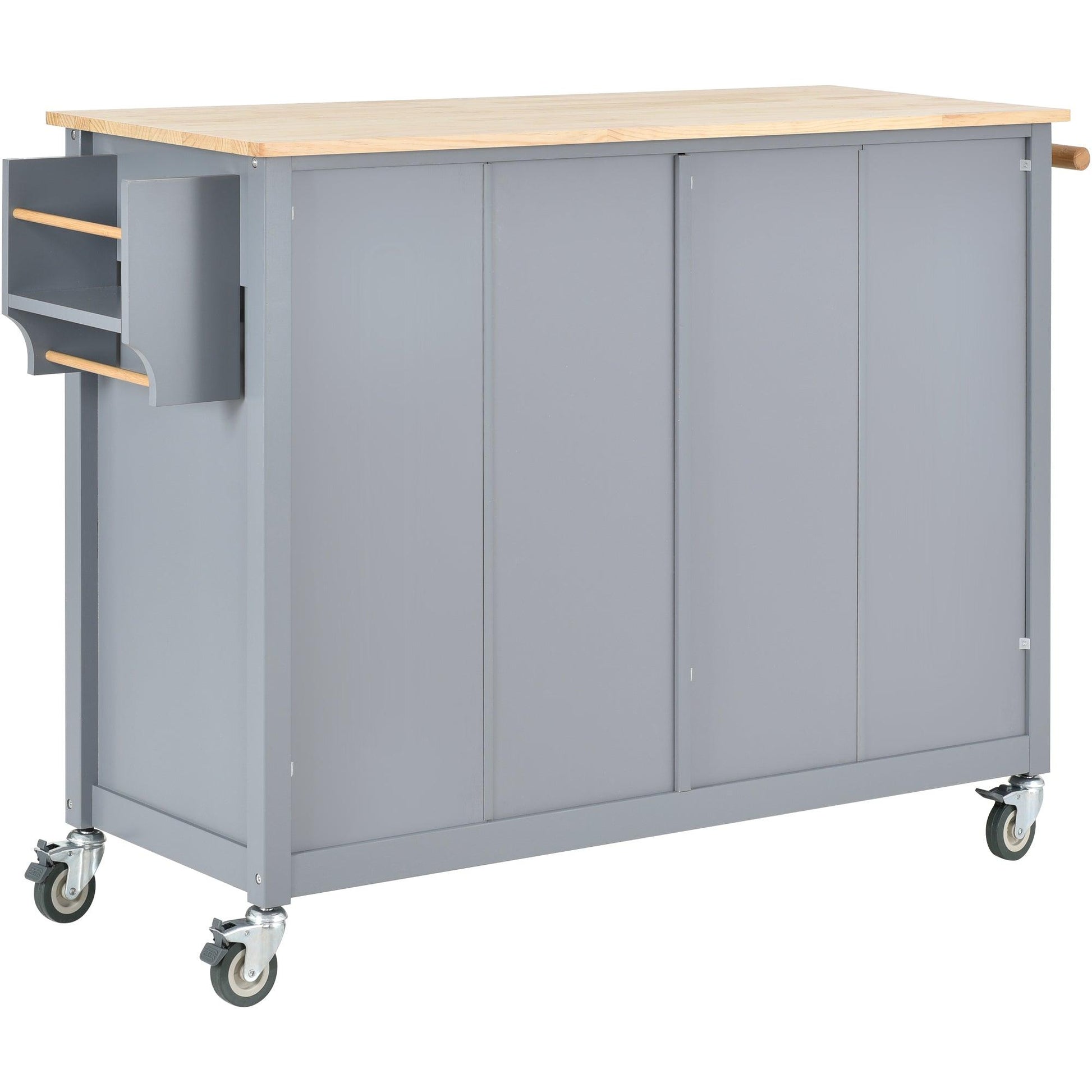 Kitchen Island Cart with Solid Wood Top and Locking Wheels 54.3 Inch Width (Grey Blue) - Miami beauty1