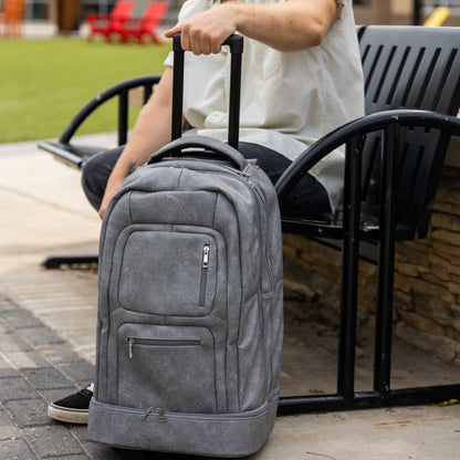 Grey Leather Carry-On Patented Roller Bag (Only 150 Made)