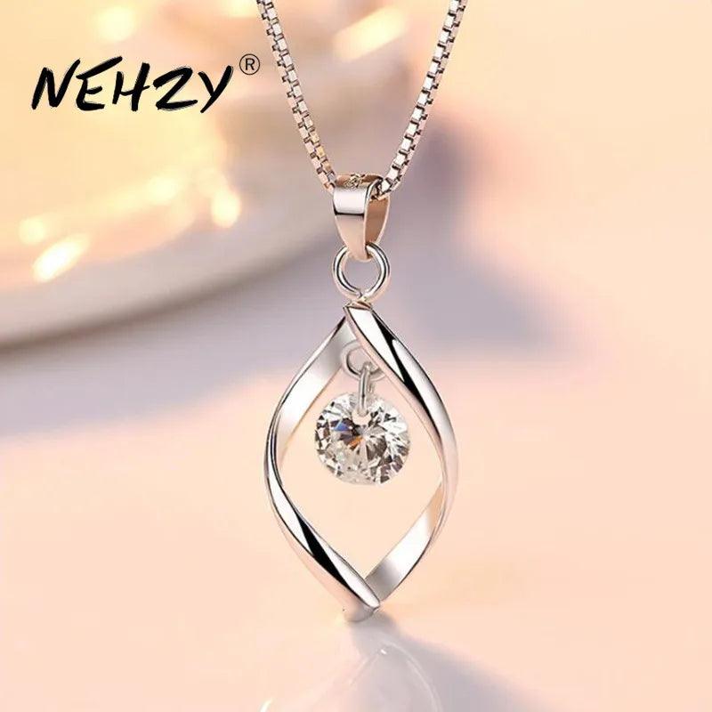 NEHZY 925 sterling silver women's fashion new jewelry high quality crystal zircon retro simple pendant necklace long 45CM - Miami beauty1