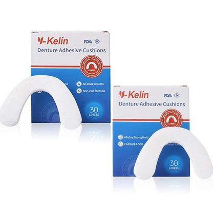 Y-Kelin Lower Denture Adhesive Cushion 60 Pads Strip (Pack of 2) - Miami beauty1