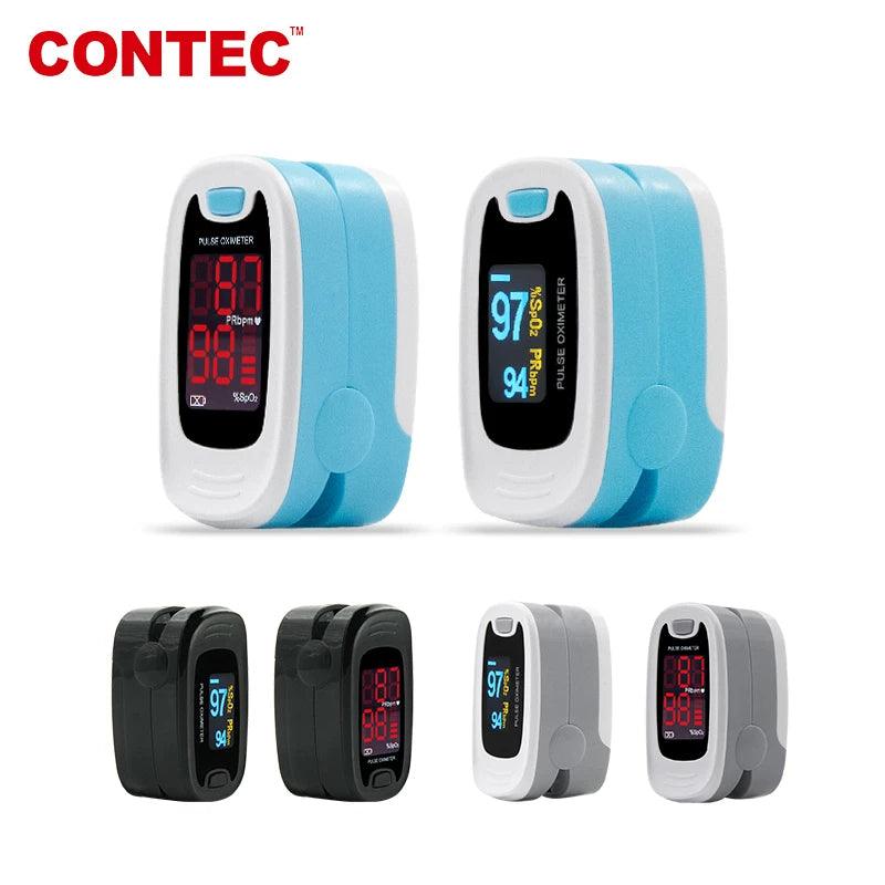 CONTEC Fingertip Pulse Oximeter Blood Oxygen Saturation SPO2 Heart Rate Monitor Tonometer Household Digital Pulse Monitor - Miami beauty1