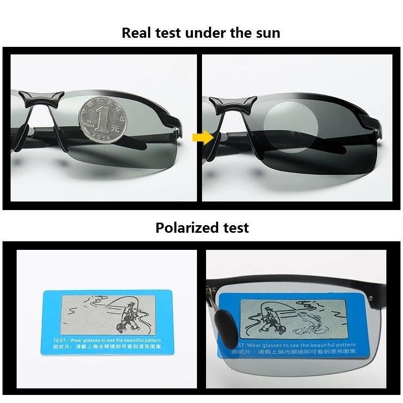 Photochromic Sunglasses Men Polarized Driving Chameleon Glasses Male Change Color Sun Glasses Day Night Vision Driver's Eyewear - Miami beauty1