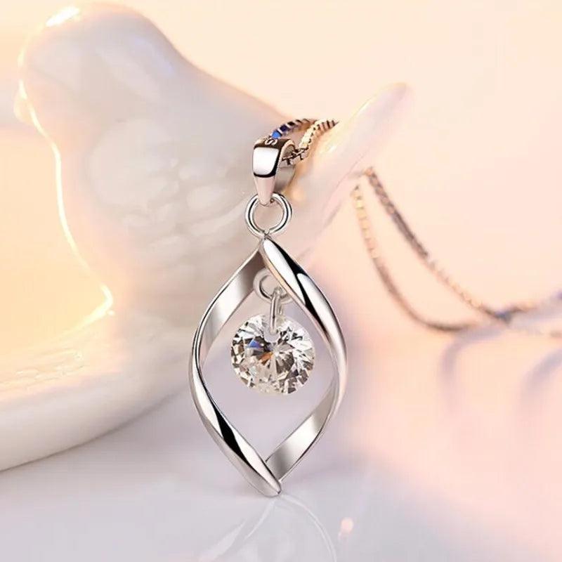 NEHZY 925 sterling silver women's fashion new jewelry high quality crystal zircon retro simple pendant necklace long 45CM - Miami beauty1