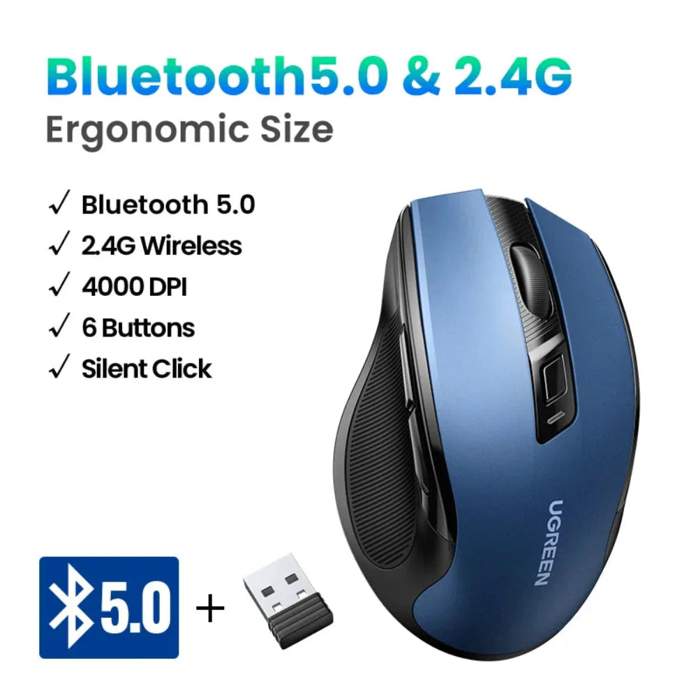 4000 DPI 6 Buttons Bluetooth 2.4Ghz Wireless Mouse