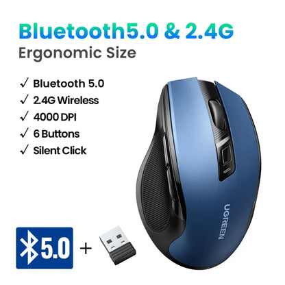 4000 DPI 6 Buttons Bluetooth 2.4Ghz Wireless Mouse