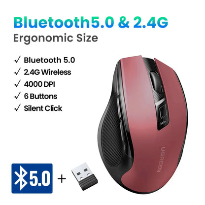 4000 DPI 6 Buttons Bluetooth 2.4Ghz Wireless Mouse