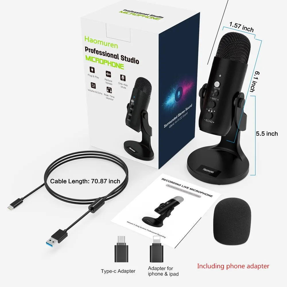 High Quality USB Podcast Microphone with stand