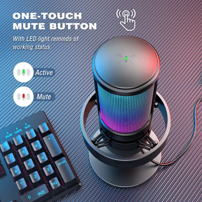 High Quality RGB One Touch Mute Gaming Microphone