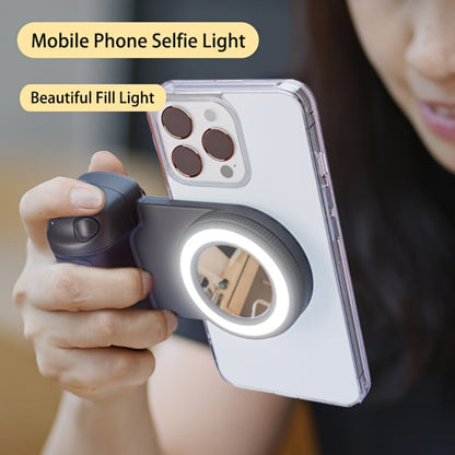 Magnetic Wireless phone Shutter Grip with Light Ring and Selfie Mirror