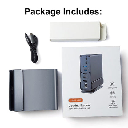 15 in 1 Type C Docking Stand Station Hub Supports Multiple Monitors