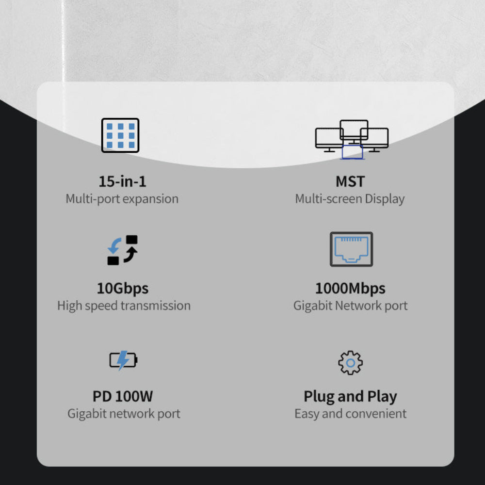 15 in 1 Type C Docking Stand Station Hub Supports Multiple Monitors