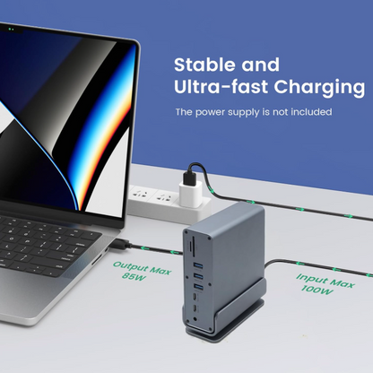 15 in 1 Type C Docking Stand Station Hub Supports Multiple Monitors