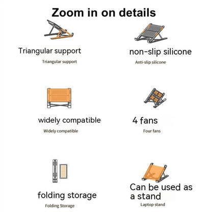 Aluminum Foldable Laptop Stand with 4 Cooling Fans