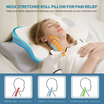 Pulatree Odorless Orthopedic Pillow For Neck And Shoulder Pain Memory Foam Neck Pillow Ergonomic Sleeping Cervical Pillow