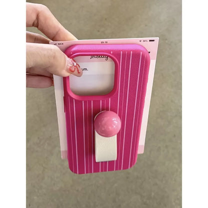 Simple Line 3D Ball Ring Buckle Bracket Leather Texture Soft Case