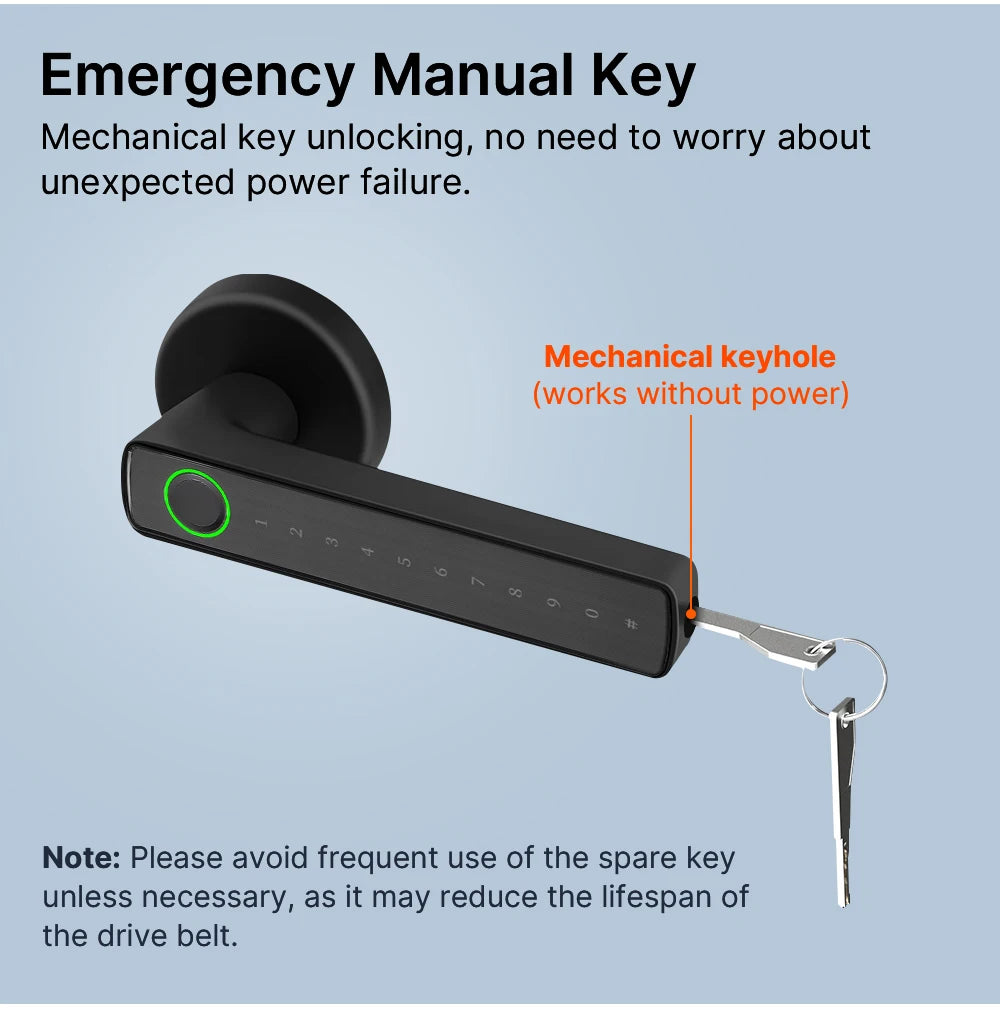 VBU Tuya Smart BLE Fingerprint Door Lock Digital Electronic Lock with Password/Key/Smart Life/ Tuya APP Unlock