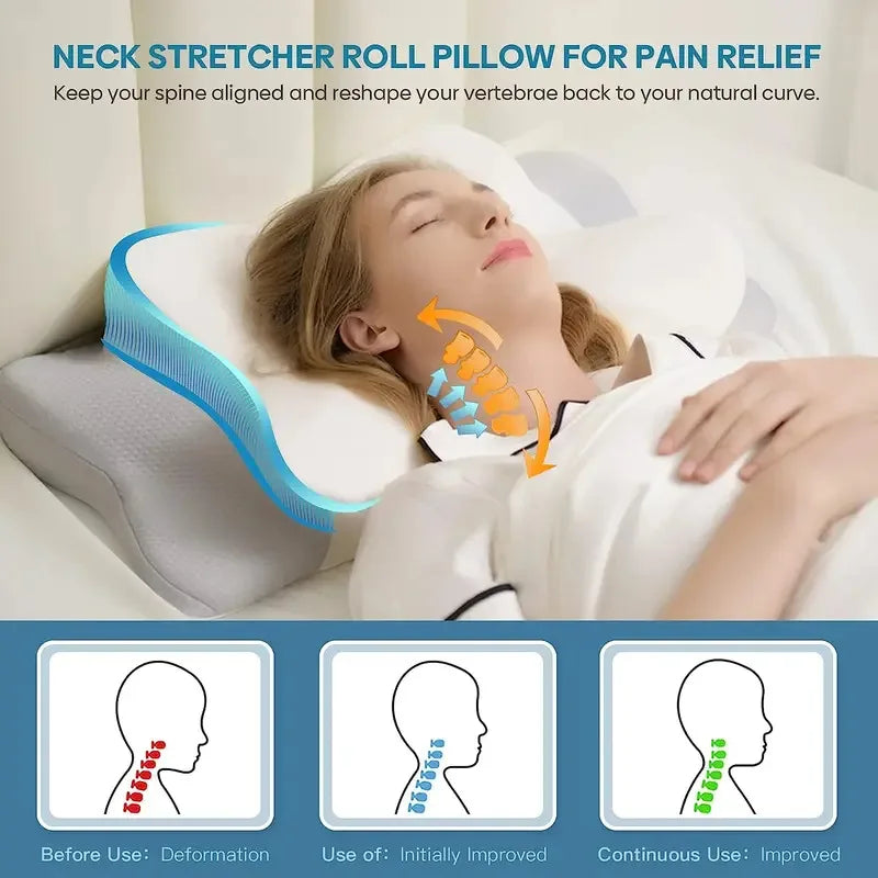 Odorless Orthopedic Memory Foam Neck Pillow Ergonomic Cervical Support for Neck And Shoulder Pain Relieving Sleeping Aid