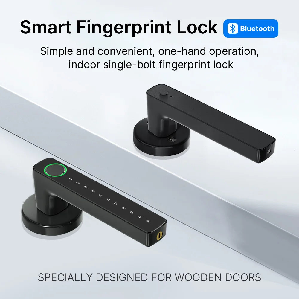 VBU Tuya Smart BLE Fingerprint Door Lock Digital Electronic Lock with Password/Key/Smart Life/ Tuya APP Unlock
