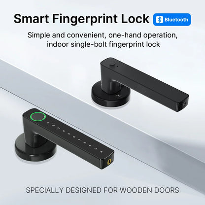 VBU Tuya Smart BLE Fingerprint Door Lock Digital Electronic Lock with Password/Key/Smart Life/ Tuya APP Unlock