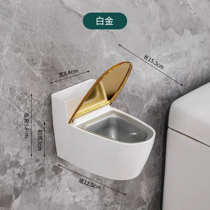 Creative Toilet Ashtray Home Bathroom Storage Cigarette Case with Lid Wall-mounted Plastic Ashtray Suitable for Home Office Use - Miami beauty1