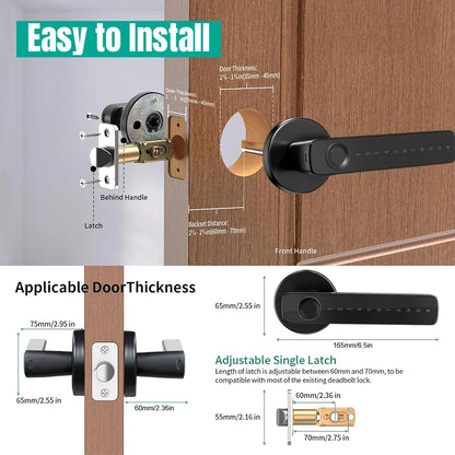 VBU Tuya Smart BLE Fingerprint Door Lock Digital Electronic Lock with Password/Key/Smart Life/ Tuya APP Unlock