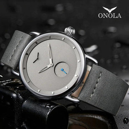 Casual watch men brand ONOLA quartz wristwatch simple waterpoor leather man watch Luxury watches - Miami beauty1