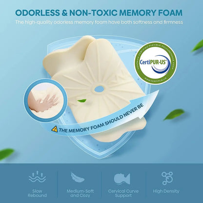 Odorless Orthopedic Memory Foam Neck Pillow Ergonomic Cervical Support for Neck And Shoulder Pain Relieving Sleeping Aid