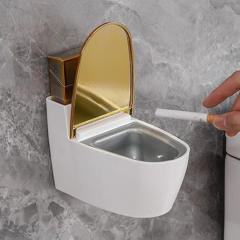 Creative Toilet Ashtray Home Bathroom Storage Cigarette Case with Lid Wall-mounted Plastic Ashtray Suitable for Home Office Use - Miami beauty1