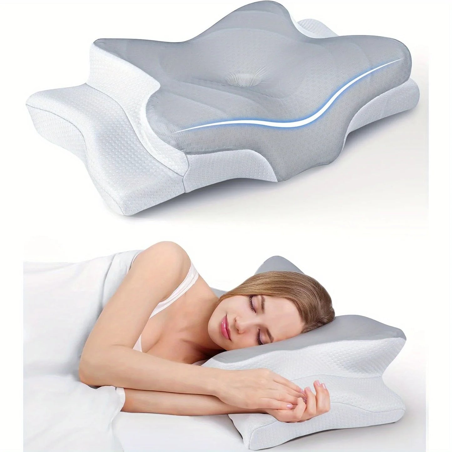 Odorless Orthopedic Memory Foam Neck Pillow Ergonomic Cervical Support for Neck And Shoulder Pain Relieving Sleeping Aid