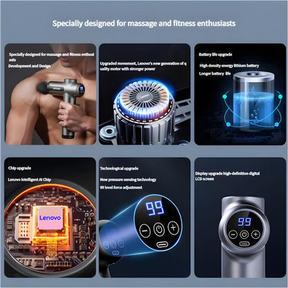 N2 N3 Fascia Gun Lenovo Brand Muscle Relaxation Massager 6-8Massage Head Long Lasting Battery Life LED Touch Portable Massager