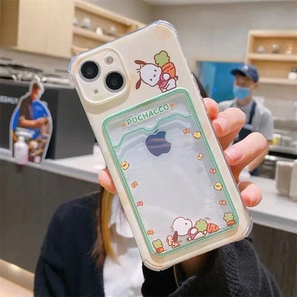 Cute Hello Kitty Kuromi Photo Card Holder Wallet Phone Case
