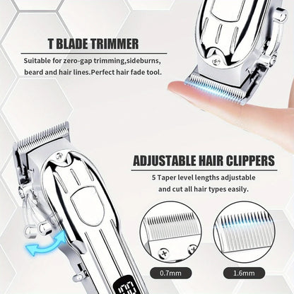 Professional Hair Clippers and Zero Gapped Trimmer for Men, Cordless Barber Clipper Kit,Rechargeable LCD Display Gifts