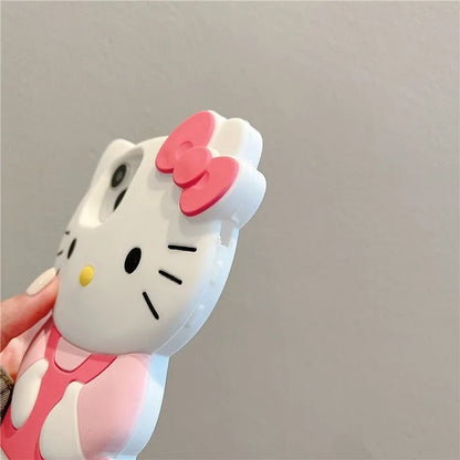 3D Pink Hello Kitty Cartoon Silicon Soft Phone Case