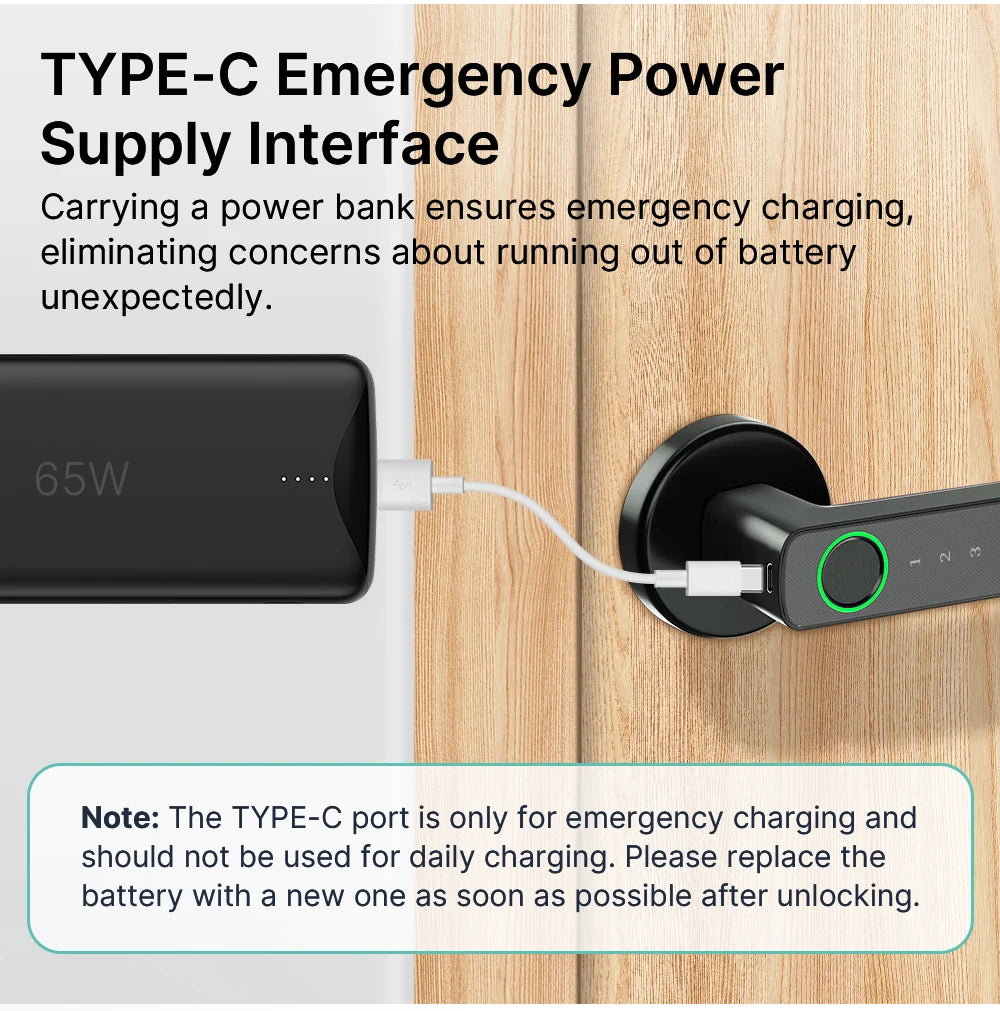 VBU Tuya Smart BLE Fingerprint Door Lock Digital Electronic Lock with Password/Key/Smart Life/ Tuya APP Unlock
