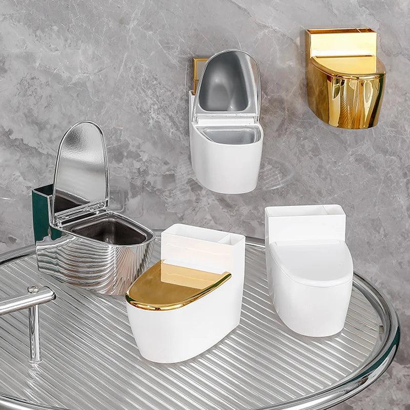 Creative Toilet Ashtray Home Bathroom Storage Cigarette Case with Lid Wall-mounted Plastic Ashtray Suitable for Home Office Use - Miami beauty1