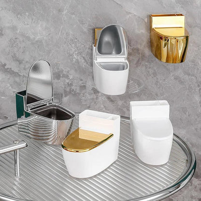 Creative Toilet Ashtray Home Bathroom Storage Cigarette Case with Lid Wall-mounted Plastic Ashtray Suitable for Home Office Use - Miami beauty1