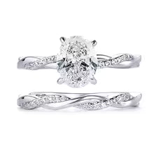 2.0 Carat Oval Cut Moissanite Engagement Ring Set 925 Sterling Sliver