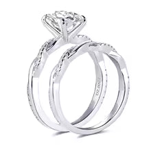 2.0 Carat Oval Cut Moissanite Engagement Ring Set 925 Sterling Sliver