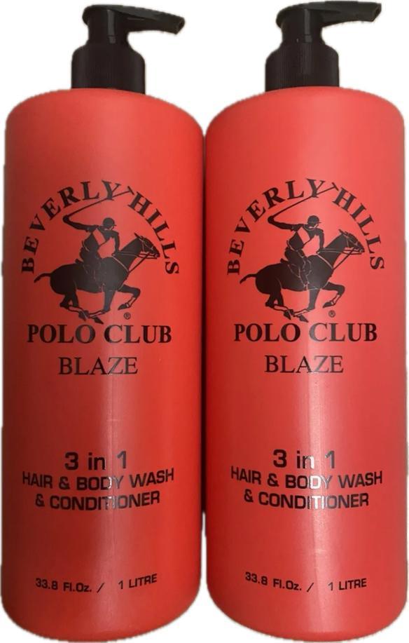 Beverly Hills Polo Club BLAZE for Men 3-in-1 Hair/Body/Conditioner33oz,2 BOTTLES - Miami beauty1