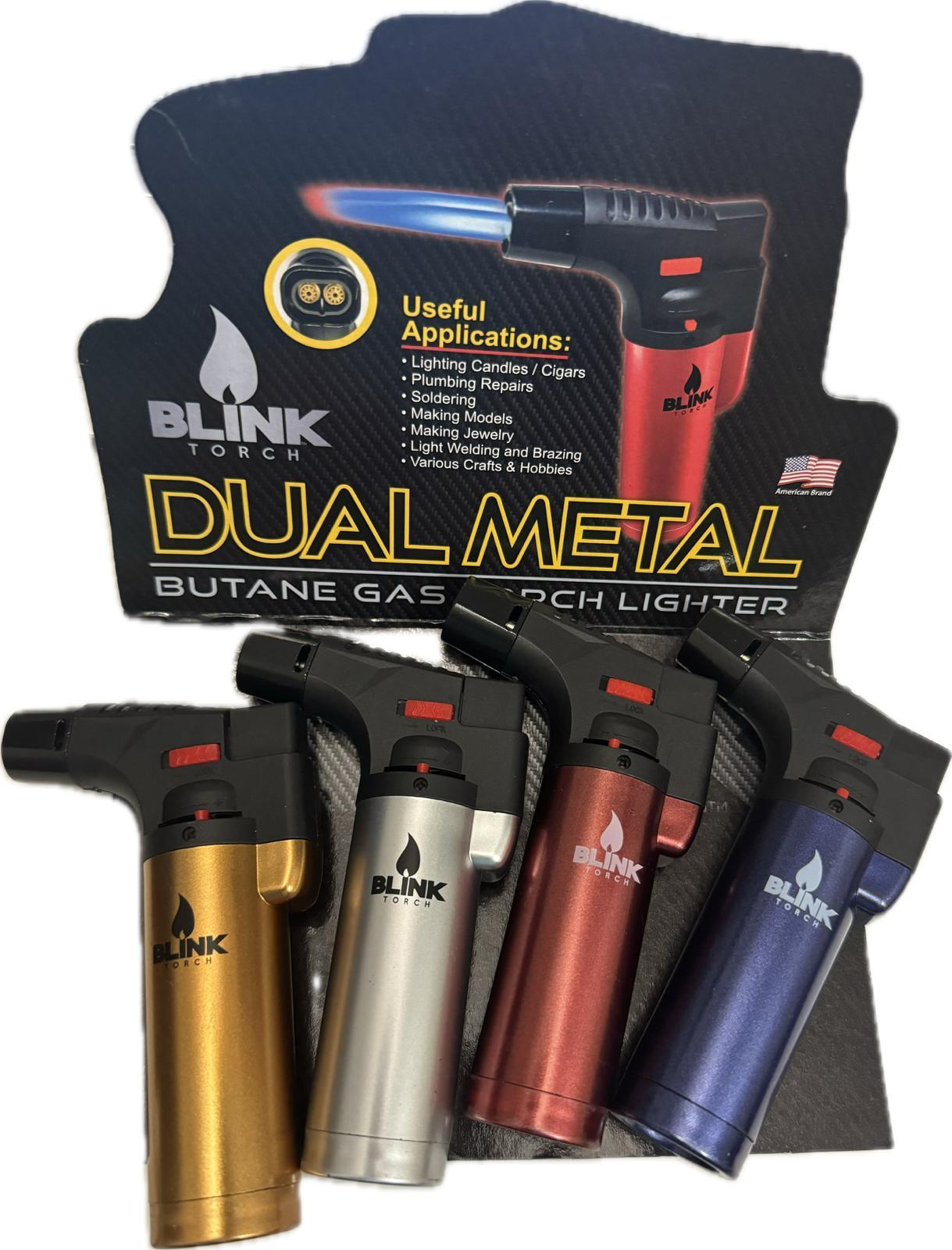 BLINK DUAL METAL BUTANE GAS TORCH LIGHTERS 4 PCS - Miami beauty1