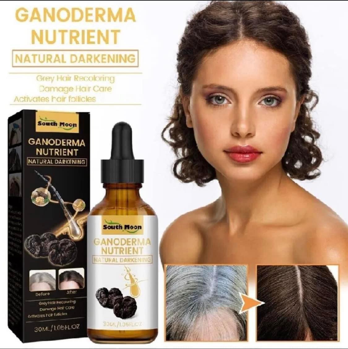 ganoderma nutrient natural darkening grey hair recoloring - Miami beauty1