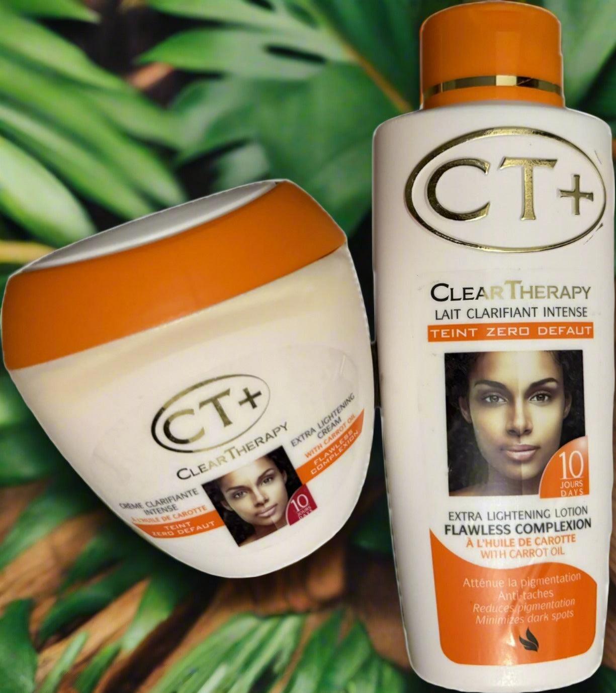 CT+ Clear Therapy Extra Lightening Lotion with Carrot Oil 500ml AND CREAM 400ml - Miami beauty1