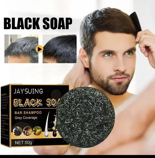 black soap bar shampoo grey cover 3 bars 50g each