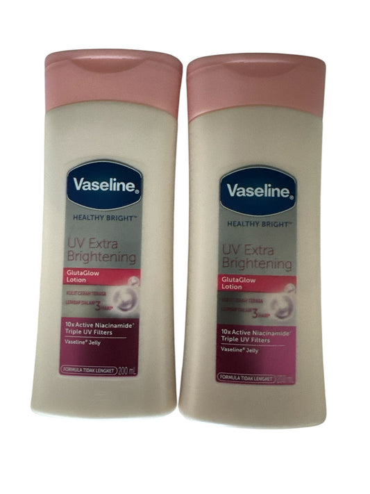 Vaseline Healthy UV EXTRA Brightening GlutaGlow Lotion 2 Packs 200 Ml Each✅