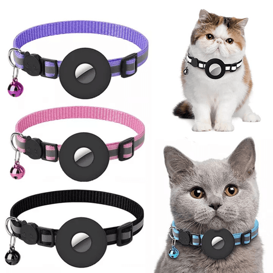 Reflective Collar Waterproof Holder Case For Airtag Air Tag Airtags Protective Cover Cat Dog Kitten Puppy Nylon Collar - Miami beauty1